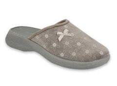 Befado dámské pantofle OLIVIA šedé s kytičkami a mašličkou 019D127 velikost 39