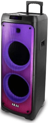přenosný reproduktor akai PARTY SPEAKER 1010 super zvuk Bluetooth usb aux vstup led světla karaoke funkce  fm tuner 100 w výkon led světelné diody