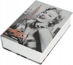 Korbi Kovový trezor na peníze, kniha, Marilyn Monroe