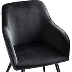 tectake 6x Židle Marilyn sametový vhled černá