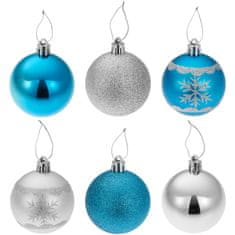 tectake Sada 64 vánočních ozdob – stříbrné/modré
