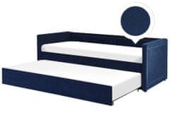 Beliani Manšestrová rozkládací postel 90 x 200 cm tmavomodrá MIMIZAN