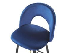 Beliani Sada 2 sametových modrých barových židlí FALTON