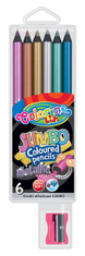 Colorino Pastelky metalické JUMBO černé dřevo s ořezávátkem 6 barev