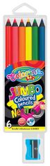 Colorino Pastelky neonové JUMBO černé dřevo s ořezávátkem 6 barev