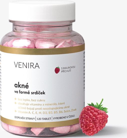 Venira VENIRA akné srdíčka, malina, 120 srdíček