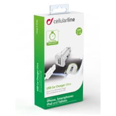 CellularLine Autonabíječka Ultra, 1xUSB, 10W/2,1A, bílá