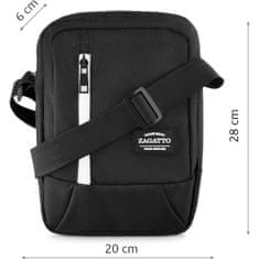 ZAGATTO Pánská taška přes rameno, taška crossbody, prostorná jednokomorová pánská taška, nastavitelný ramenní popruh, vodoodpudivý materiál, černá taška přes rameno se zipem, 20x28x6 / ZG754