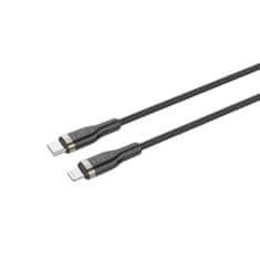 FIXED Dlouhý nabíjecí a datový opletený kabel s konektory USB-C/Lightning a podporou PD, 2m, MFI FIXDB-CL2-BK, černý