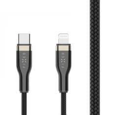 FIXED Krátký nabíjecí a datový opletený kabel s konektory USB-C/Lightning a podporou PD, 0.5m, MFI FIXDB-CL05-BK, černý