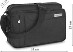 ZAGATTO Pánská multifunkční taška přes rameno černá, aktovka s nastavitelným popruhem, vhodná pro formát A4, tříkomorová taška do práce, prostorná pánská taška na zip, 23x31x13 / ZG753