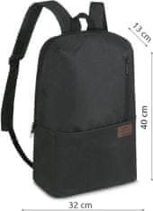 ZAGATTO Pánský černý školní batoh, unisex městský batoh prostorný, vhodný pro formát A4, jednokomorový školní a volnočasový batoh se třemi kapsami, objem 16 litrů, batoh pro mládež, 40x32x13 / ZG690