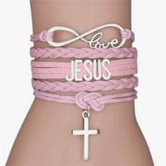 Náramek na ruku s Love Jesus růžový
