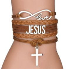 Náramek na ruku s Love Jesus hnědý