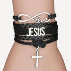 Náramek na ruku s Love Jesus černý