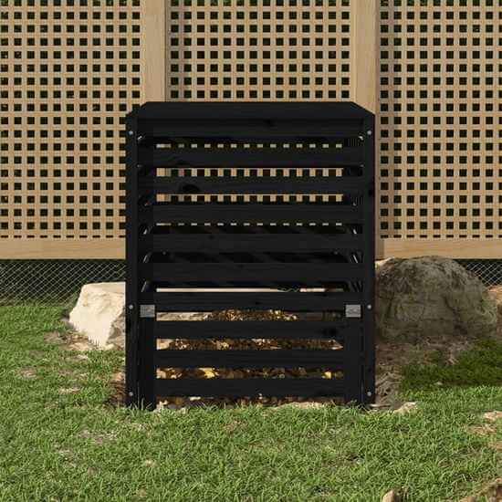 shumee Kompostér černý 82,5 x 82,5 x 99,5 cm masivní borové dřevo