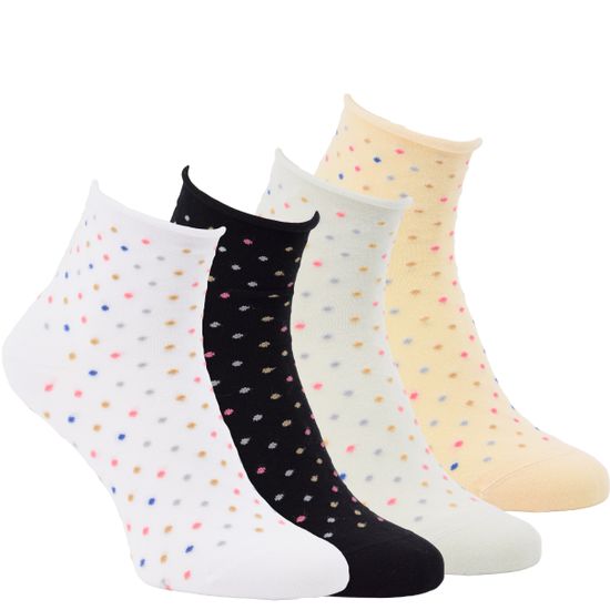 Zdravé Ponožky dámské zdravotní kotníkové ruličkové puntíkované ponožky 6301123 4-pack