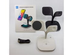 Bomba Designová stolní Qi 5v1 nabíječka pro Apple s LED světlem UD22 Barva: Bílá