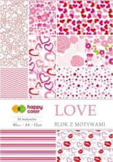 Happy Color Blok se vzorovanými papíry A4 - Love 80 g