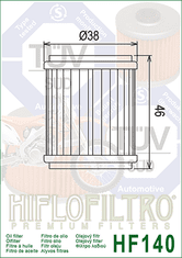 Hiflofiltro Olejový filtr HF140