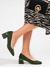 Vinceza Trendy dámské zelené lodičky na širokém podpatku + Ponožky Gatta Calzino Strech, odstíny zelené, 36