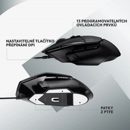 Stylová optická počítačová myš Logitech Logitech G502 X, bílá (910-006146) ultra lehká tichá přesná citlivost DPI 100 25600 senzor HERO 25K Lightforce spínače RGB