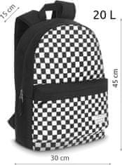 ZAGATTO Školní sportovní batoh s motivem šachovnice, pánský/dámský městský batoh, prostorný lehký jednokomorový batoh do školy, vhodný pro formát A4 a notebook,nastavitelné popruhy, objem 20L, 45x30x15 /ZG765