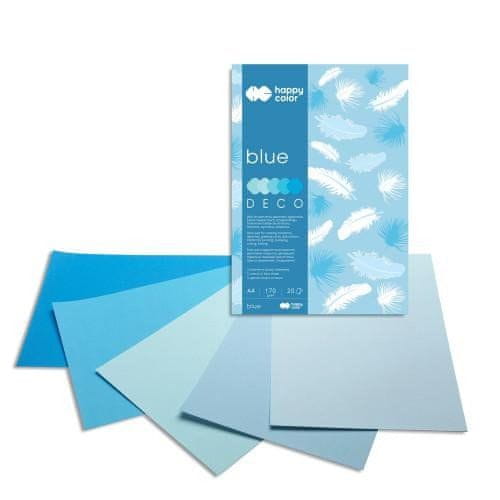 Happy Color Blok s barevnými papíry A4 Deco 170 g - modré odstíny