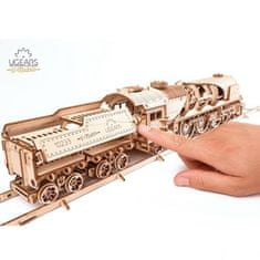 UGEARS 3D mechanický model - Lokomotiva V-Express s vagónem