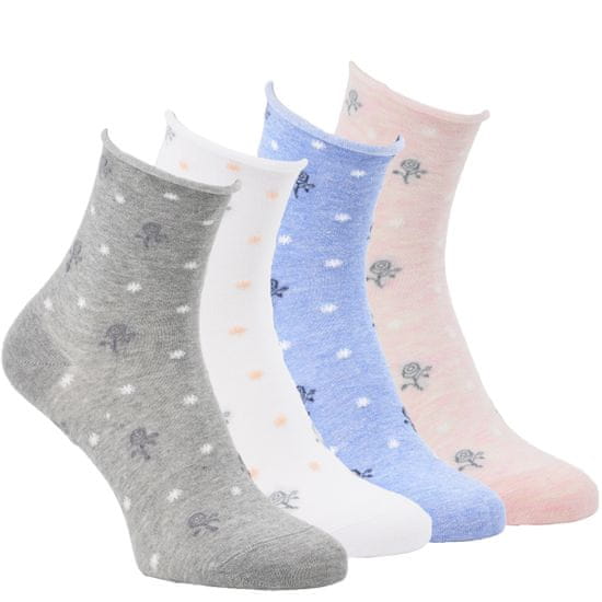 Zdravé Ponožky zdravotní jednobarevné ruličkové ponožky bez gumiček s jemným vzorečkem 6104223 4-pack