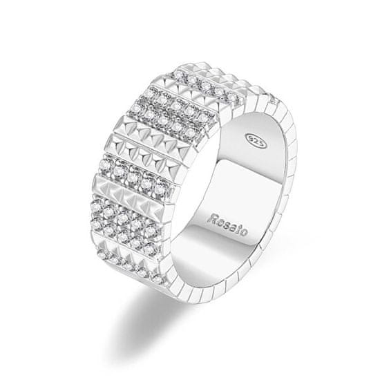 Rosato Blyštivý stříbrný prsten se zirkony Cubica RZCU57