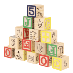 BB-Shop Dřevěné kostky Písmena | Čísla | Obrázky | 50 kusů