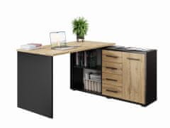Nejlevnější nábytek Rohový psací stůl NEJBY GIANNI, levý, černá/dub wotan