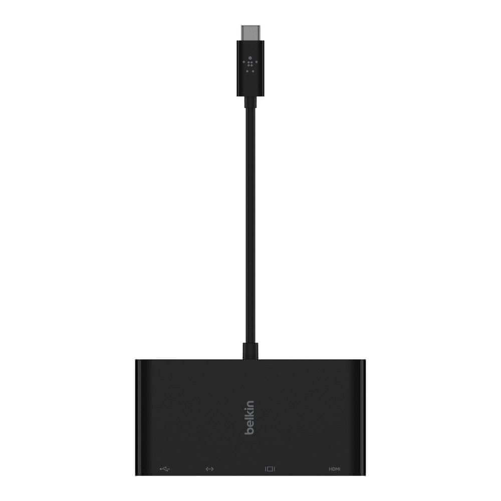 Levně Belkin USB-C multimediální adaptér (HDMI, VGA, USB-A, GBE), černý, AVC005BTBK