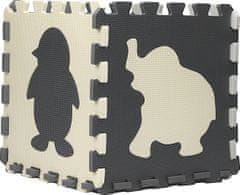Matadi Pěnové puzzle šedo-krémové Zvířátka a tvary (28x28)