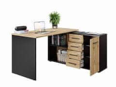 Nejlevnější nábytek Rohový psací stůl NEJBY GIANNI, levý, černá/dub wotan