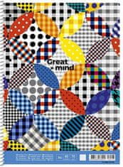 SHKOLYARYK Spirálový sešit "Great Mind", mix motivů, čtverečkovaný, A4+, 80 listů, A4-080-6513K