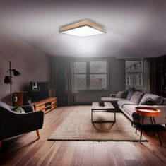 Solight Solight LED stropní osvětlení s dálkovým ovládáním, čtvercové, dekor dřeva, 3000lm, 40W, 45x45cm WO802