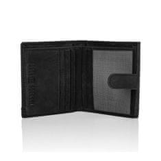 PAOLO PERUZZI Černá pánská vertikální peněženka s nášivkami