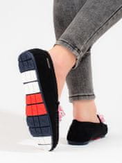 Amiatex Moderní dámské černé mokasíny bez podpatku + Ponožky Gatta Calzino Strech, černé, 36