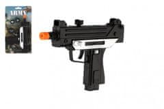 Teddies Pistole samopal plast ARMY 17,5cm na baterie se zvukem se světlem černá