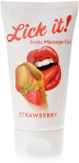 XSARA Lick it strawberry 50 ml aromatizovaný masážní gel na celé tělo jahodový - 73501136