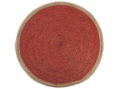 Beliani Kulatý jutový koberec ø 120 cm korálový červený MENEMEN