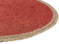 Beliani Kulatý jutový koberec ø 120 cm korálový červený MENEMEN