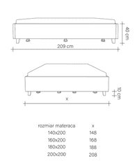 Čalouněná postel s úložným prostorem Flat | Žinylka, světle šedá, 160x200