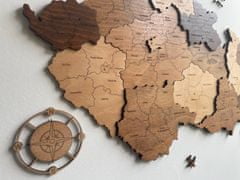 Lase it 3D nástěnná mapa České republiky, dřevěná, lakovaná. Rozměr: XS- šířka 60 cm