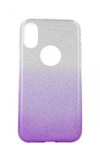 FORCELL Pouzdro iPhone XS glitter stříbrno-fialové 48641