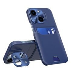 IZMAEL Kožené pouzdro Stand case pro Apple iPhone 14 - Tmavě modrá KP25101