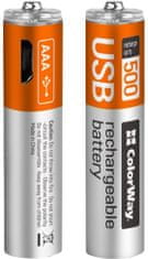 ColorWay nabíjecí baterie AAA 400mAh/ USB/ 1.5V/ 2ks v balení