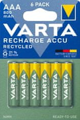 Varta nabíjecí baterie Recycled AAA 800 mAh, 6ks